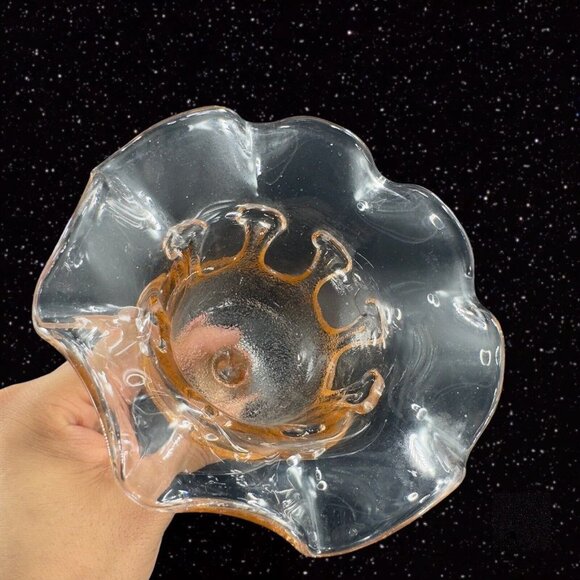 Stelvia Glass Company Compote Footed Bowl Peachy Pink Wayne Husted design Italy - Picture 7 of 16